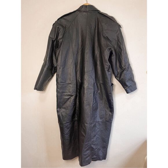 Vintage Comint Leather Trench Coat Size M - Picture 9 of 12